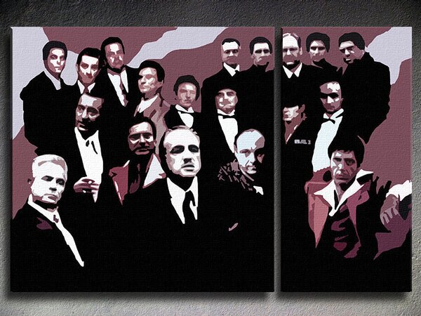 Tablou POP ART pictat manual Familia MAFIA 2 piese de familie - 90x60 cm