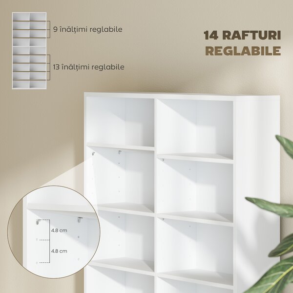 HOMCOM Unitate de depozitare pentru 640 CD-uri/360 DVD-uri/430 Blu-ray - Alb | Aosom Romania