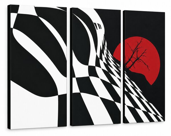 Pictate manual POP Art abstract tablă de șah pictura 3 bucăți fl - 60x40 cm