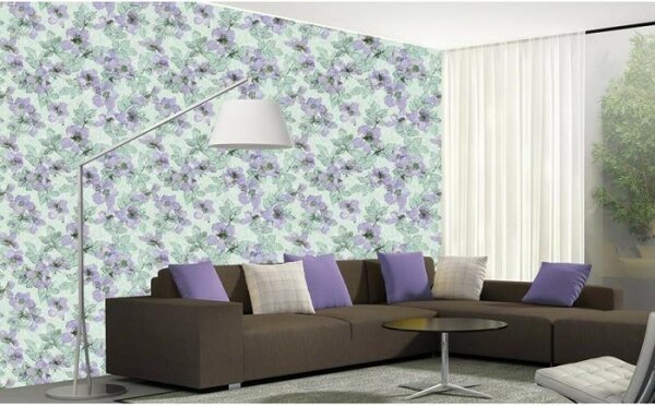 Tapet vlies de lux pat de flori violet
