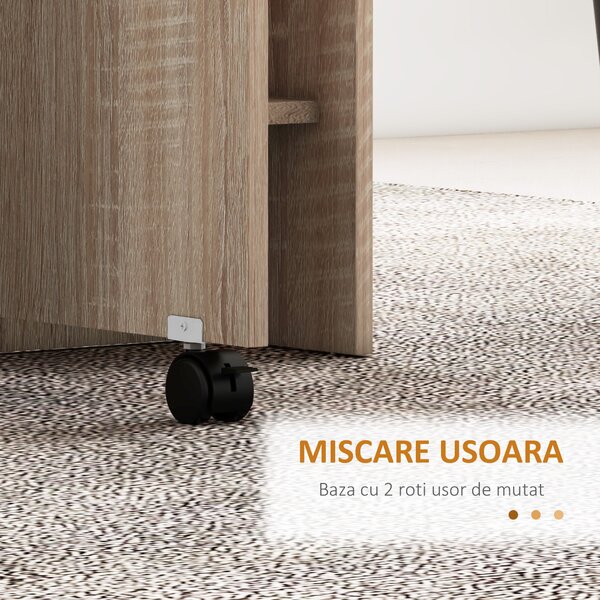 HOMCOM Masă Pliabilă Multifuncțională, Rafturi și Rotile, Bucătărie, Design Compact | Aosom Romania