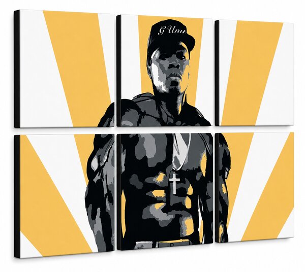 Tablou POP ART pictat manual 50 cent 6 bucăți 50cent - 90x60 cm