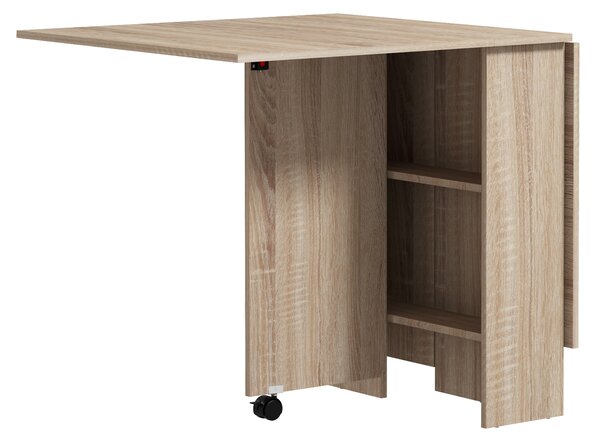 HOMCOM Masă Pliabilă Multifuncțională, Rafturi și Rotile, Bucătărie, Design Compact | Aosom Romania