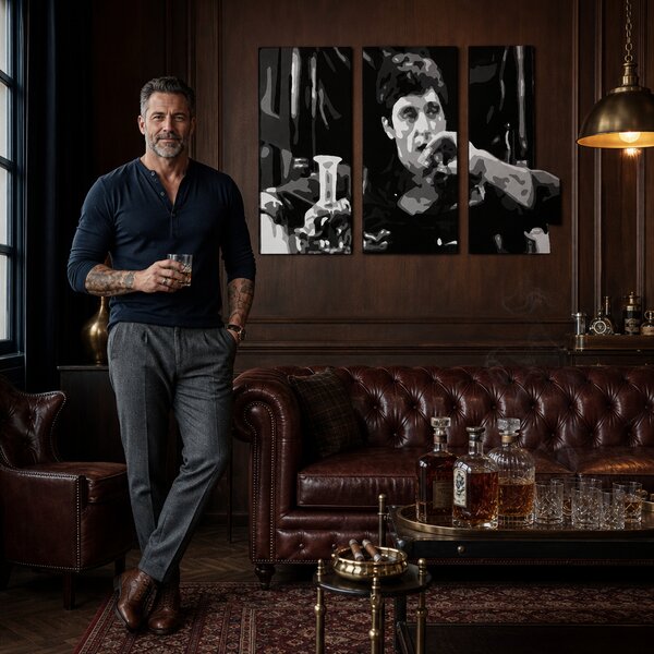 Tablou POP ART pictat manual AL PACINO 3 piese al22 - 60x40 cm