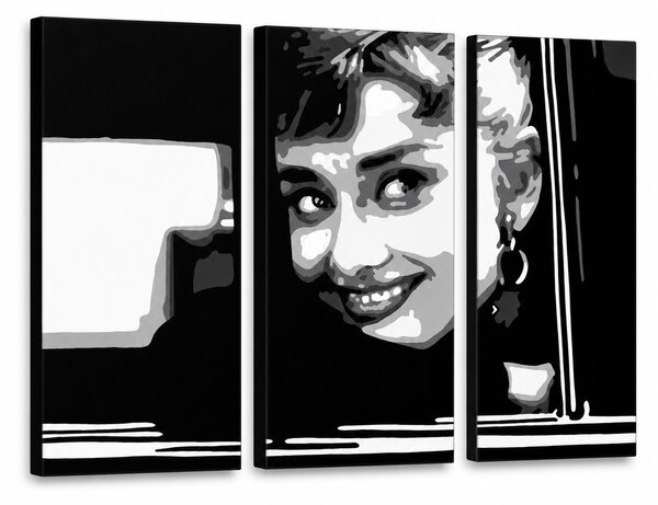 Tablou POP ART pictat manual Audrey HEPBHURN 3 buc ah1 - 60x40 cm