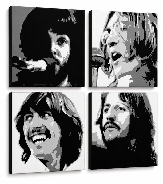 Tablou POP ART pictat manual BEATLES 4 buc bea4 - 60x60 cm