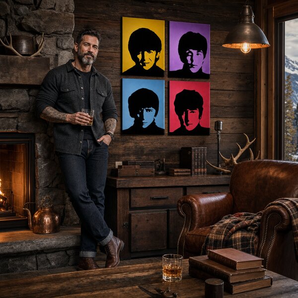 Tablou POP ART pictat manual BEATLES 4 buc bea6 - 60x60 cm