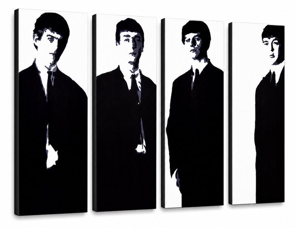 Tablou POP ART pictat manual Beatles 4 bucăți bea3 - 120x60 cm