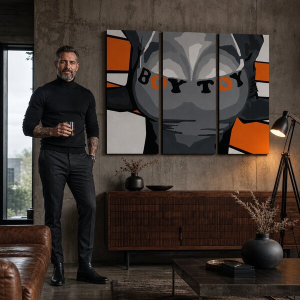 Tablou POP ART pictat manual Boy Toy 3 piese boytoy - 60x40 cm