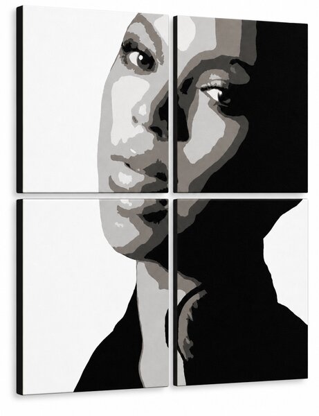 Tablou POP ART pictat manual BEYONCÉ 4 buc bey - 60x60 cm