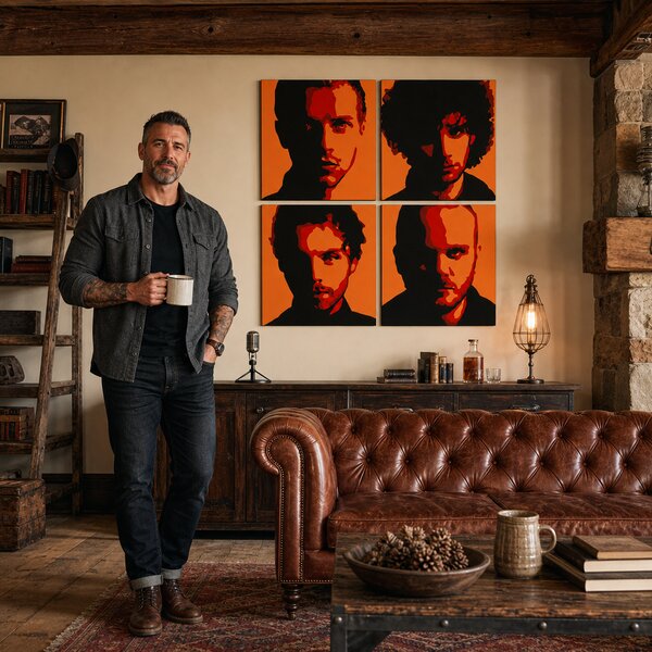 Tablou POP ART pictat manual Coldplay 4 bucăți cp2 - 60x60 cm