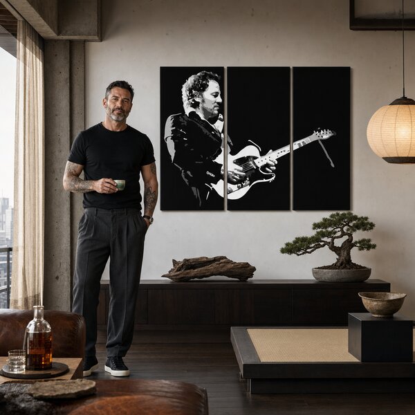 Tablou POP ART pictat manual Bruce Springsteen 3 bucăți bs - 60x40 cm