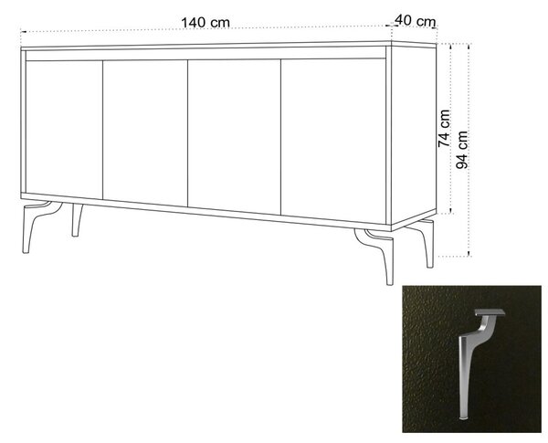 PEETA komód, 140 cm