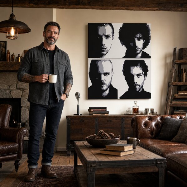 Tablou POP ART pictat manual Coldplay 4 piese cp - 60x60 cm