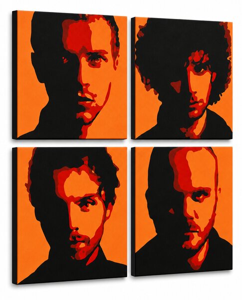 Tablou POP ART pictat manual Coldplay 4 bucăți cp2 - 60x60 cm