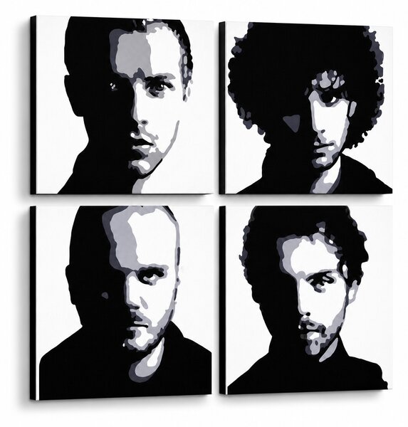 Tablou POP ART pictat manual Coldplay 4 piese cp - 60x60 cm