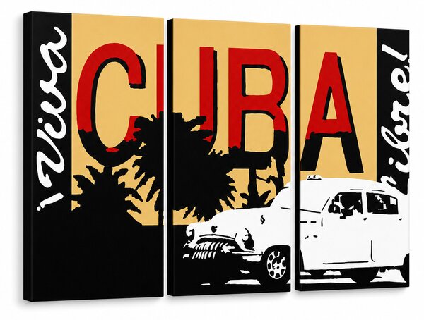 Tablou POP ART pictat manual Cuba 3 buc cuba - 60x40 cm