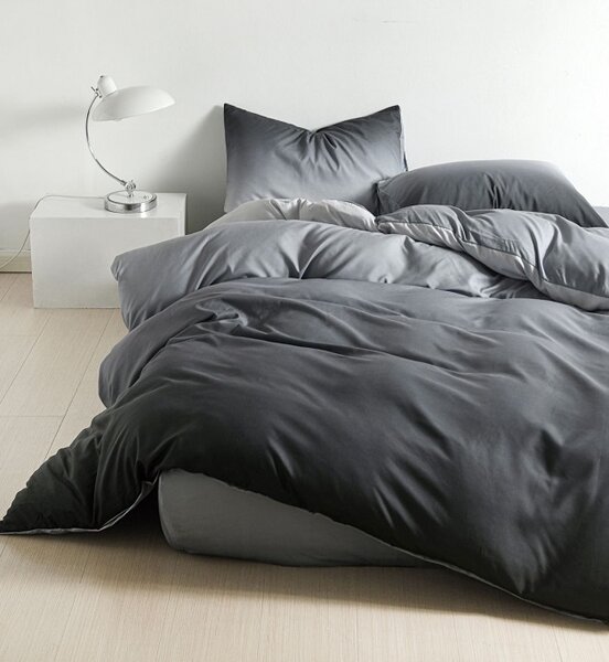 Lenjerie de pat DUBLU, model cu 2 FETE, cu 4 PIESE din BUMBAC SATINAT SUPERIOR (cod SA-660-BF)