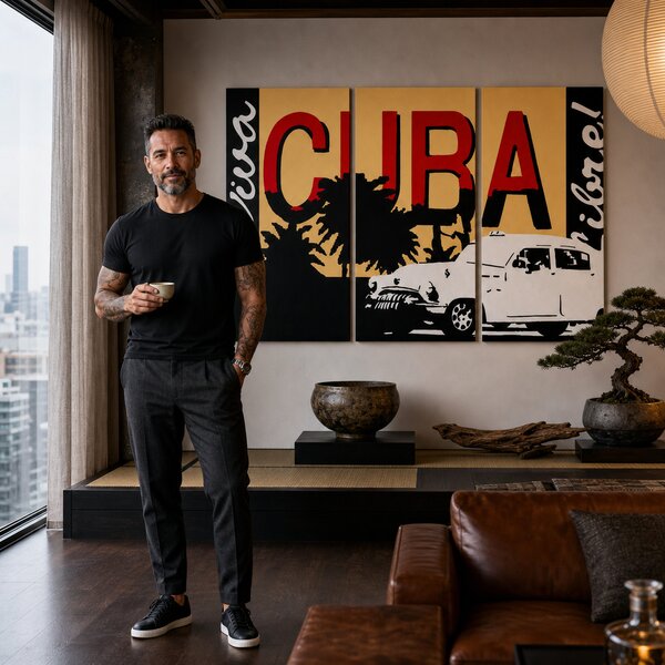 Tablou POP ART pictat manual Cuba 3 buc cuba - 60x40 cm