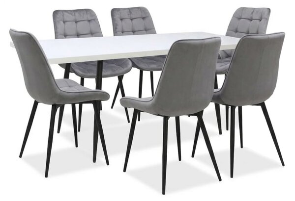 Set masă extensibilă Lisabona Albă cu 6 Scaune Onix Gri
