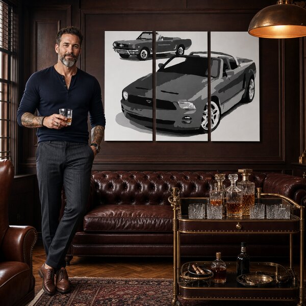 Tablou POP ART pictat manual FORD MUSTANG 3 bucăți fm2 - 60x40 cm