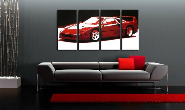 Tablou POP ART pictat manual FERRARI F40 4 piese fer