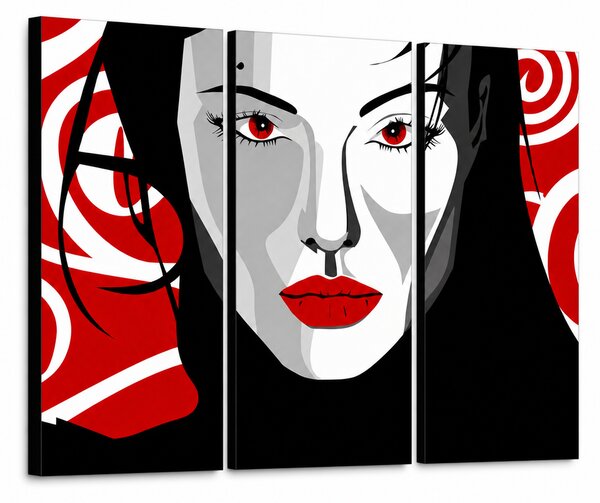 Tablou POP ART pictat manual frumos FEMEIE 3 bucăți nwoman - 60x40 cm