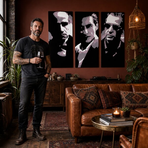 Tablou POP ART pictat manual GODFATHER 3 buc god3 - 60x40 cm
