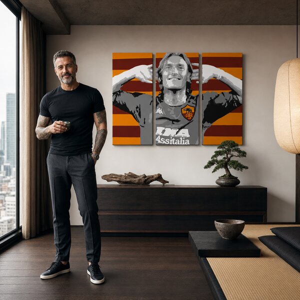 Tablou POP ART pictat manual Francesco Totti 3 buc tot - 60x40 cm