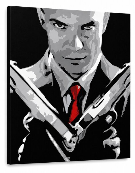 Tablou POP ART pictat manual HITMAN 1 parte hit2 - 50x50 cm