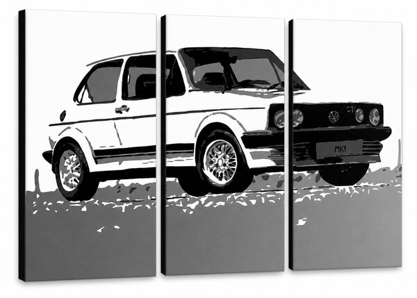 Tablou POP ART pictat manual GOLF 3 bucăți golf - 60x40 cm