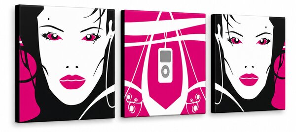 Tablou POP ART pictat manual I-GIRL 3 bucăți pw - 120x40 cm