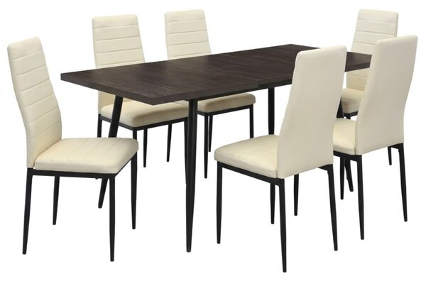 Set masă extensibilă Lisabona Wenge cu 6 Scaune Oscar Crem