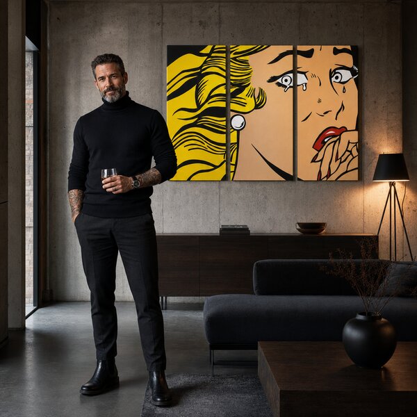 Tablou POP ART pictat manual LICHTENSTEIN 3 buc li3/x2 - 60x40 cm