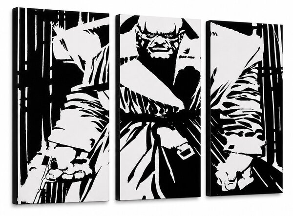 Tablou POP ART pictat manual Killer cu ochi galbeni 3 bucăți kwye - 60x40 cm
