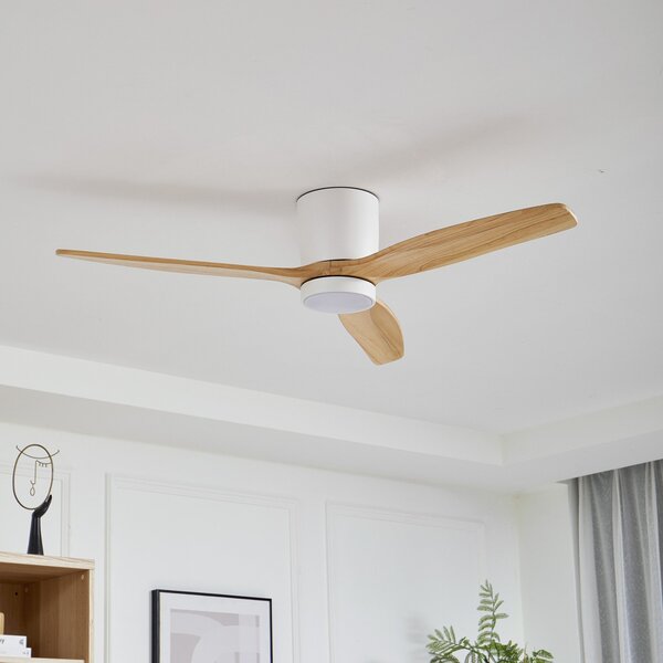 Lucande Ventilator de tavan LED Faipari, alb, DC, silențios, 132cm, Alb, Camera de zi / sufragerie, Lemn, Modern