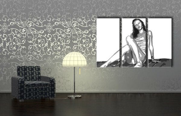 Tablou POP ART pictat manual Kate Moss 3 bucăți km2 - 60x40 cm