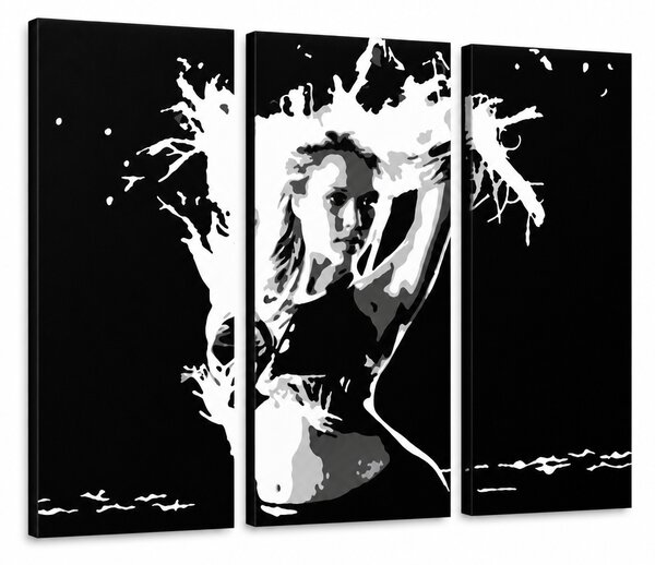 Tablou POP ART pictat manual Jessica Alba 3 piese de sine - 60x40 cm