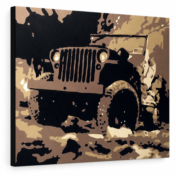 Tablou POP ART pictat manual JEEP 1 buc jeep - 60x40 cm