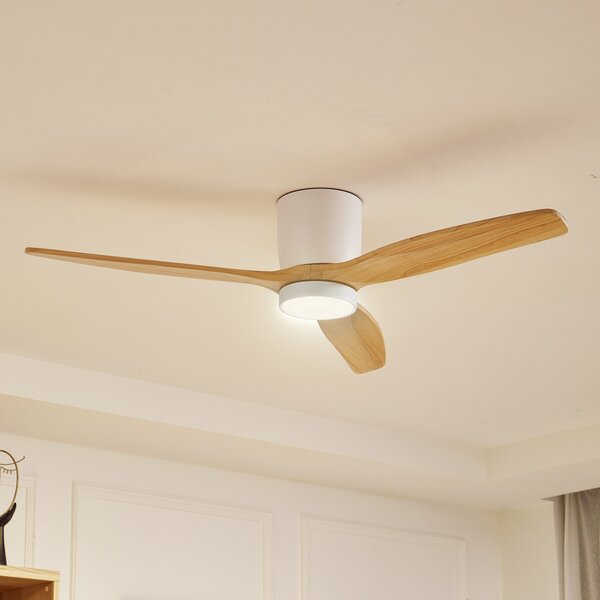 Lucande Ventilator de tavan LED Faipari, alb, DC, silențios, 132cm, Alb, Camera de zi / sufragerie, Lemn, Modern