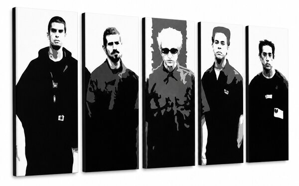 Tablou POP ART pictat manual LINKIN PARK 5 buc lp - 150x60 cm
