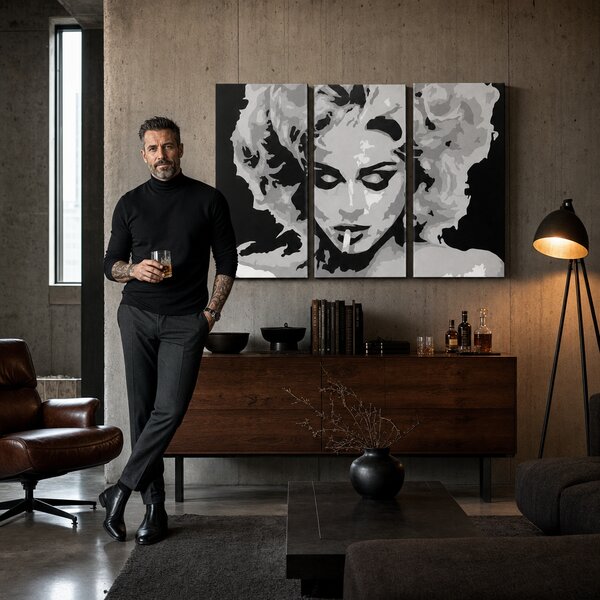 Tablou POP ART pictat manual MADONNA 3 bucăți ma2 - 60x40 cm