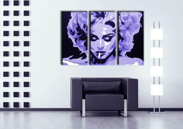 Tablou POP ART pictat manual MADONNA 3 buc 0002 ma - 60x40 cm