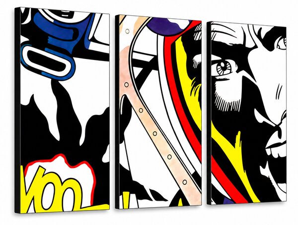 Tablou POP ART pictat manual LICHTENSTEIN 3 bucăți li - 60x40 cm