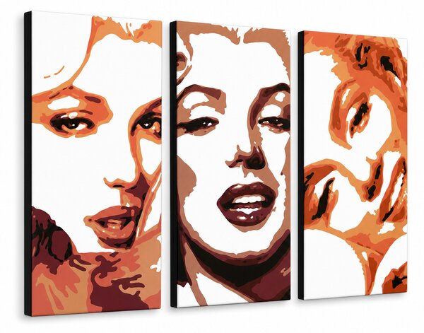 Tablou POP ART pictat manual Marilyn Monroe 3 bucăți mon2 - 60x40 cm