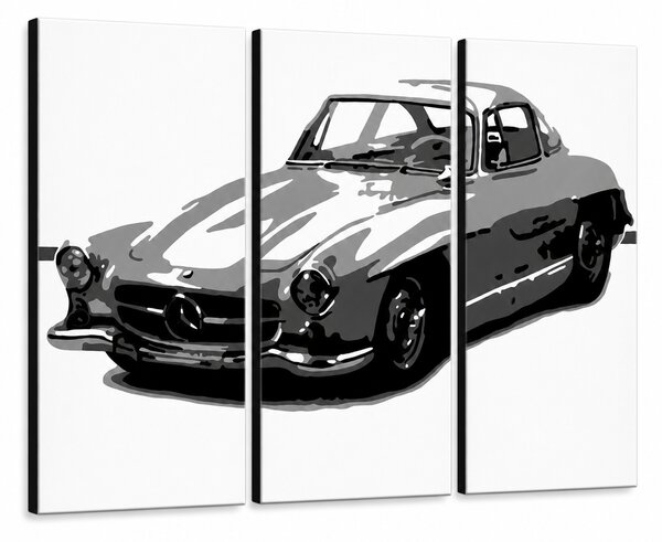 Tablou POP ART pictat manual MERCEDES SL300 3 piese mer - 60x40 cm