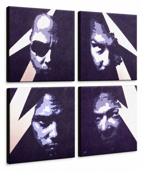 Tablou POP ART pictat manual METALLICA 4 bucăți de metal - 60x60 cm