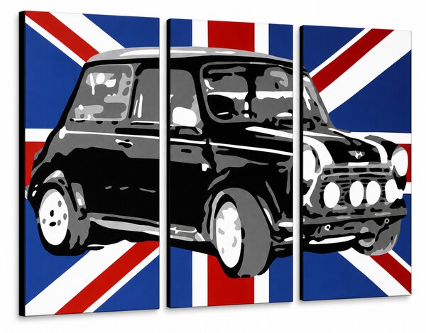 Tablou POP ART pictat manual MINI COOPER 3 piese mini2 - 60x40 cm