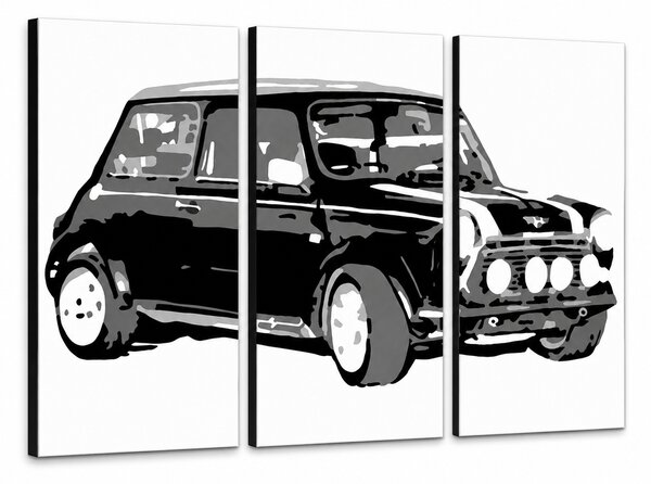 Tablou POP ART pictat manual MINI COOPER 3 piese mini - 60x40 cm
