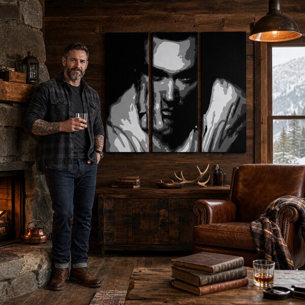 Tablou POP ART pictat manual Morrisey 3 bucăți ciumă - 60x40 cm